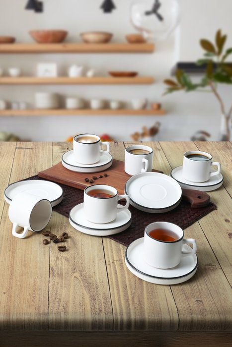 Hermia Juego de tazas de té de 12 piezas Blanco mate